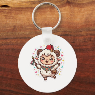 Cute Kawaii Moroccan Eid al-Adha Sheep Fez Hat Sti Key Ring