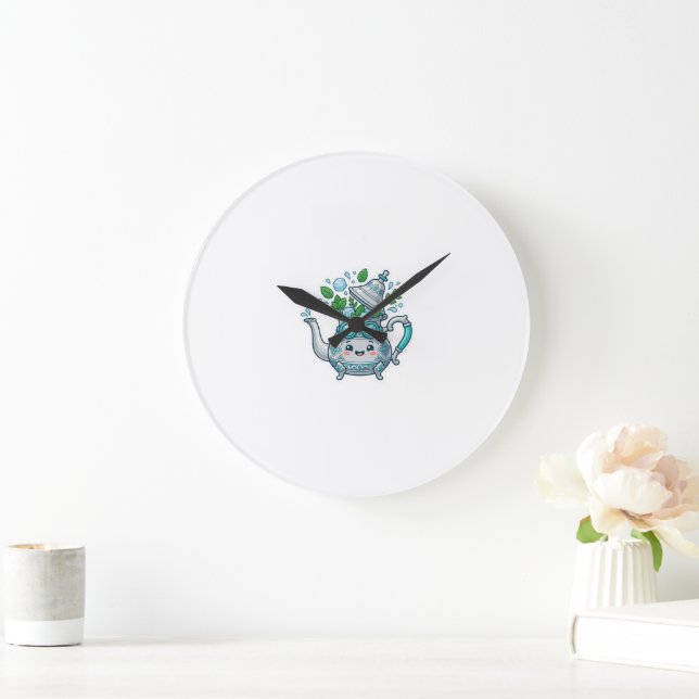 Cute Kawaii Moroccan Iced Mint Tea Summer Berrad S Large Clock (Home)