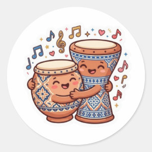 Cute Kawaii Moroccan Traditional Clay DrumsSticker Classic Round Sticker