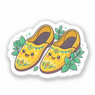 Cute Kawaii Moroccan Yellow Babouche Slippers Stic