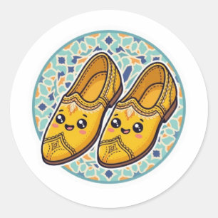 Cute Kawaii Moroccan Yellow Belgha Shoes anSticker Classic Round Sticker