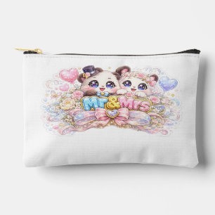 Cute Kawaii Mr and Mrs Panda Couple Pastel Pink We Accessory Pouch