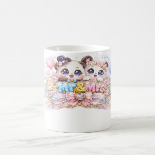 Cute Kawaii Mr and Mrs Panda Couple Pastel Pink We Coffee Mug