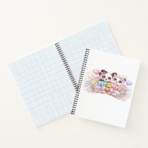 Cute Kawaii Mr and Mrs Panda Couple Pastel Pink We Notebook