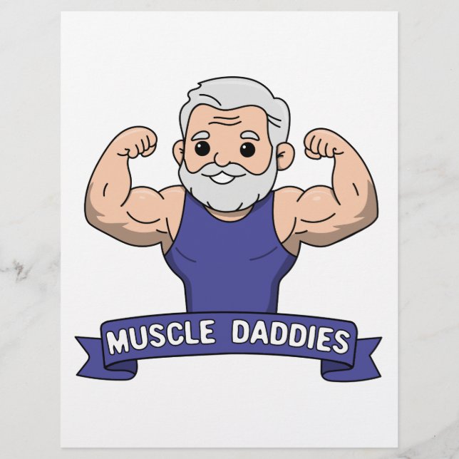 Cute Kawaii Muscle Daddy Bearded Bodybuilder Custom Letterhead (Front)