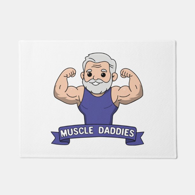 Cute Kawaii Muscle Daddy Bearded Bodybuilder Doormat (Front)