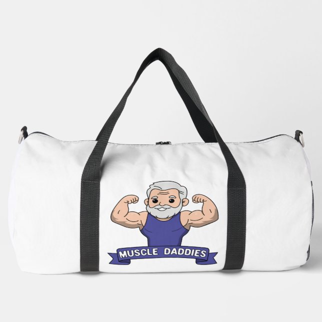 Cute Kawaii Muscle Daddy Bearded Bodybuilder Duffle Bag (Front)