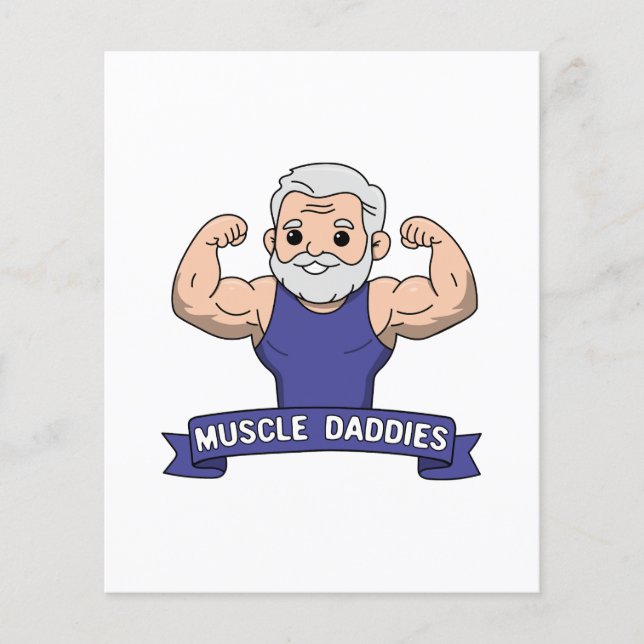 Cute Kawaii Muscle Daddy Bearded Bodybuilder Flyer (Front)