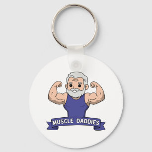 Cute Kawaii Muscle Daddy Bearded Bodybuilder Key Ring