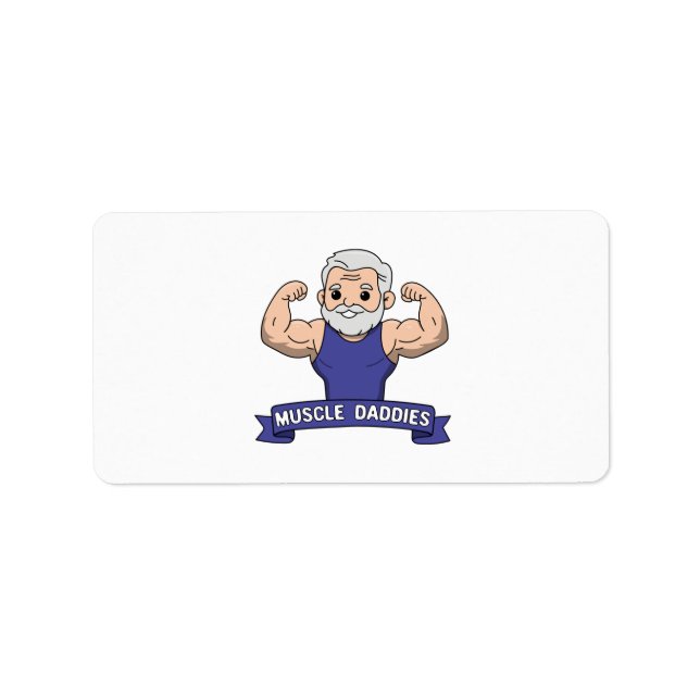 Cute Kawaii Muscle Daddy Bearded Bodybuilder Label (Front)