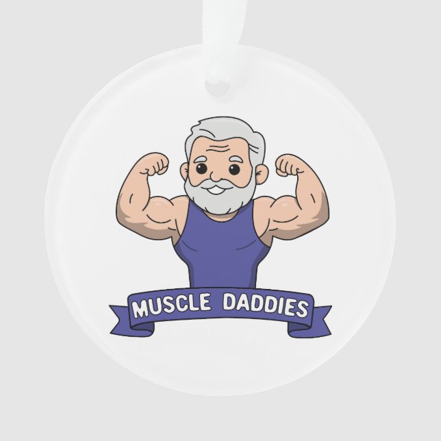 Cute Kawaii Muscle Daddy Bearded Bodybuilder Ornament (Front)