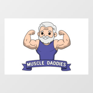 Cute Kawaii Muscle Daddy Bearded Bodybuilder Window Cling