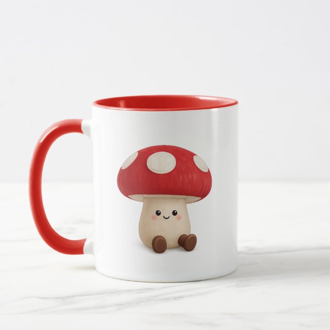 Cute Kawaii Mushroom Coffee Mug (Left)