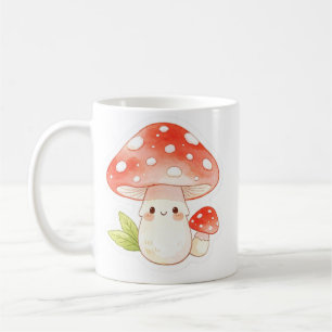 Cute Kawaii Mushroom Coffee Mug - Adorable Red Ama