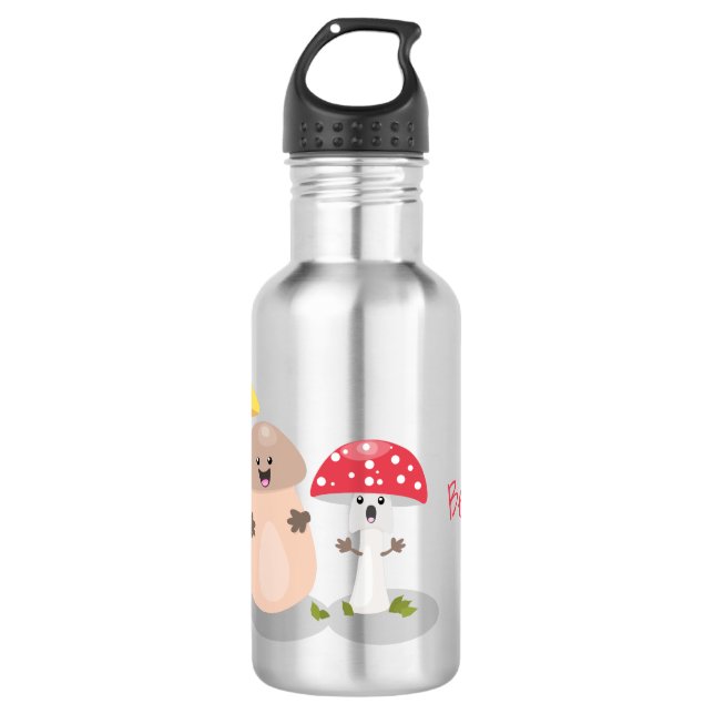 Cute kawaii mushroom fungi toadstool 532 ml water bottle (Front)