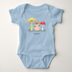 Cute kawaii mushroom fungi toadstool baby bodysuit