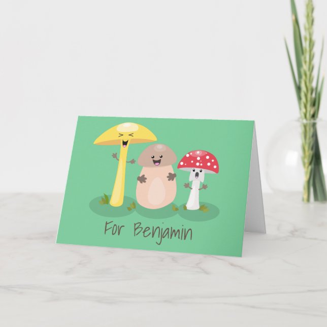 Cute kawaii mushroom fungi toadstool card (Front)