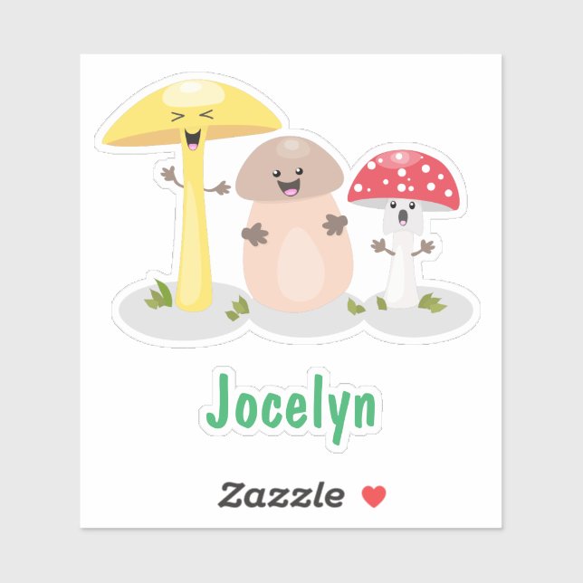 Cute kawaii mushroom fungi toadstool cartoon (Sheet)