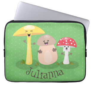 Cute kawaii mushroom fungi toadstool cartoon laptop sleeve