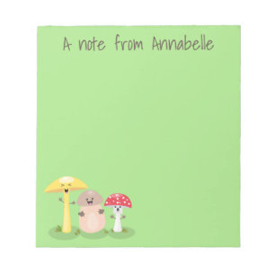 Cute kawaii mushroom fungi toadstool cartoon notepad