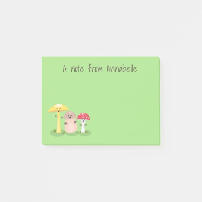 Cute kawaii mushroom fungi toadstool cartoon post-it notes (Front)