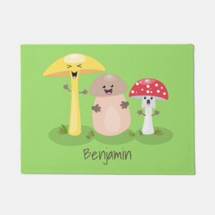 Cute kawaii mushroom fungi toadstool doormat