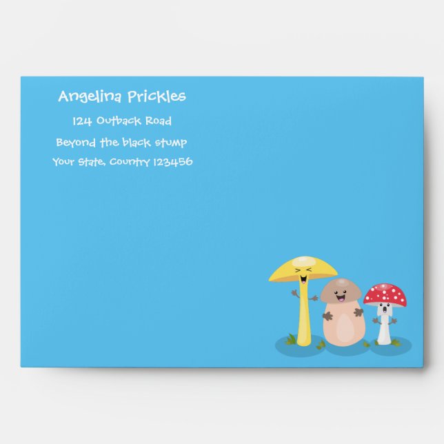 Cute kawaii mushroom fungi toadstool envelope (Front)