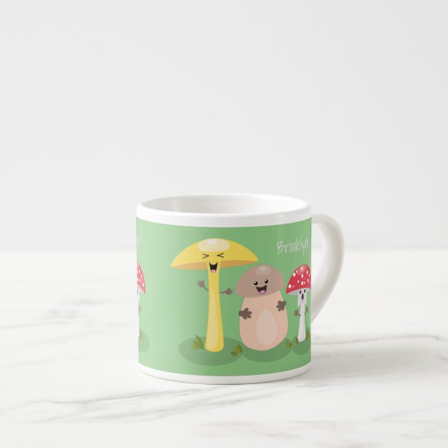 Cute kawaii mushroom fungi toadstool espresso cup (Front Right)