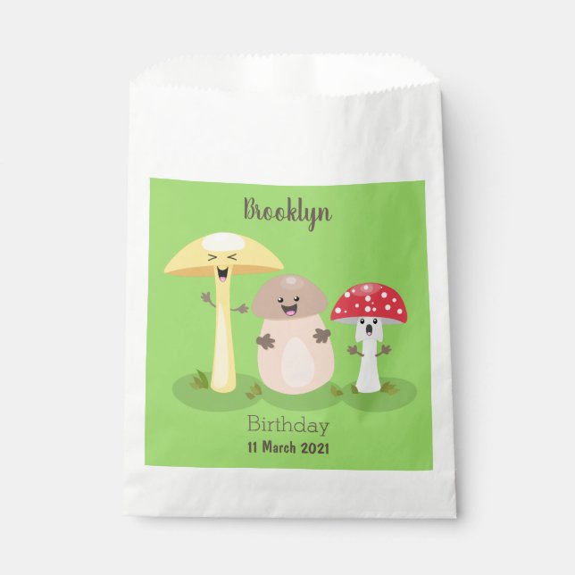 Cute kawaii mushroom fungi toadstool favour bags (Front)