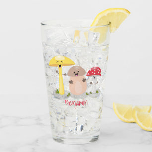 Cute kawaii mushroom fungi toadstool glass