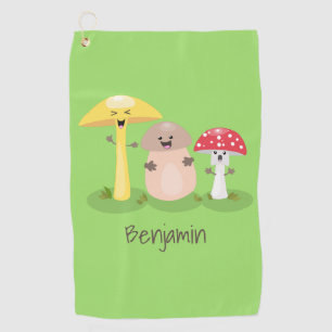 Cute kawaii mushroom fungi toadstool golf towel