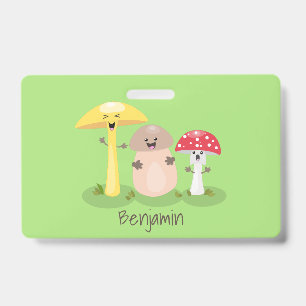 Cute kawaii mushroom fungi toadstool ID badge