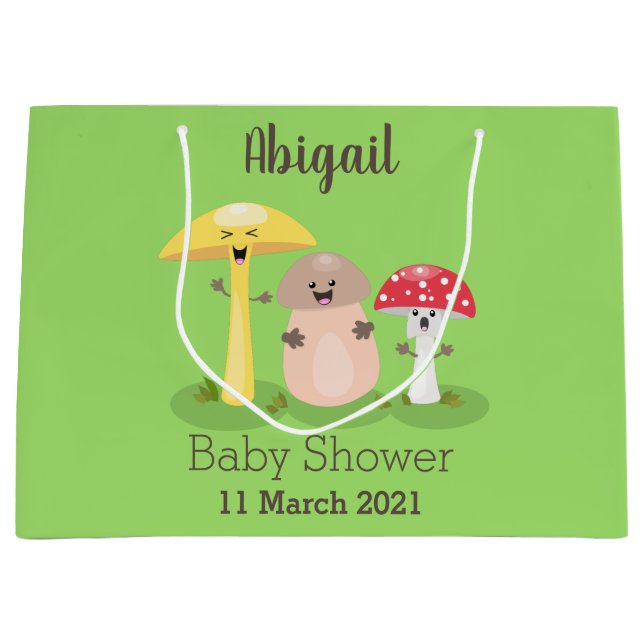 Cute kawaii mushroom fungi toadstool large gift bag (Front)