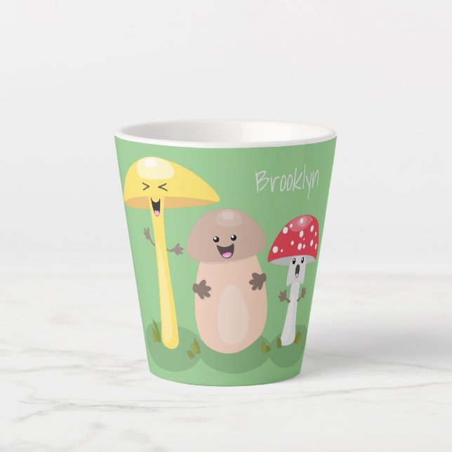 Cute kawaii mushroom fungi toadstool latte mug (Front)