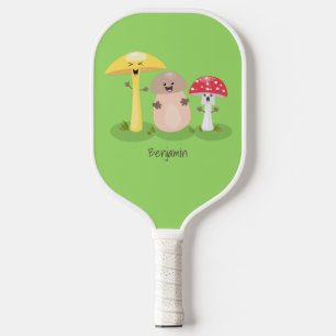Cute kawaii mushroom fungi toadstool  pickleball paddle