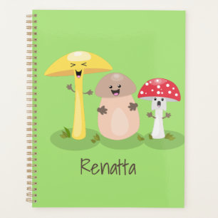 Cute kawaii mushroom fungi toadstool planner