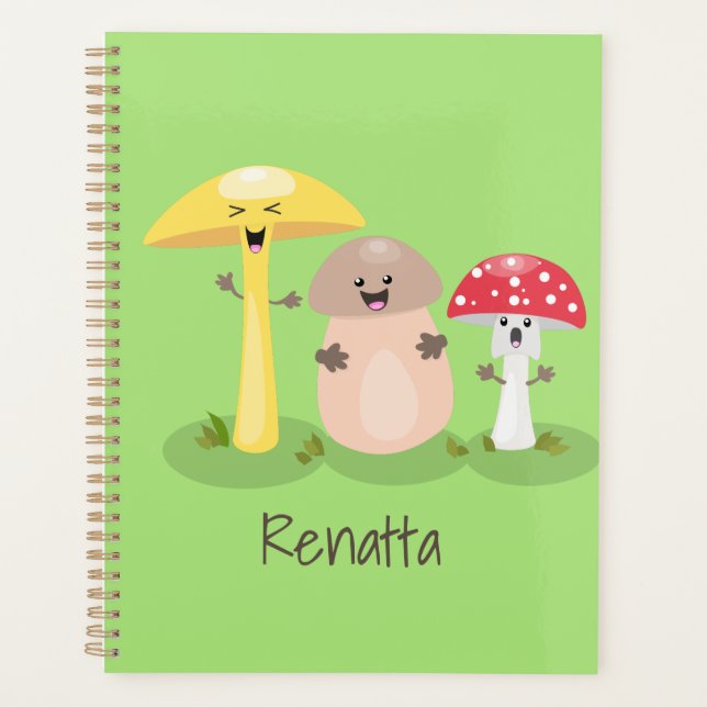 Cute kawaii mushroom fungi toadstool planner (Front)
