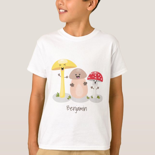 Cute kawaii mushroom fungi toadstool T-Shirt (Front)