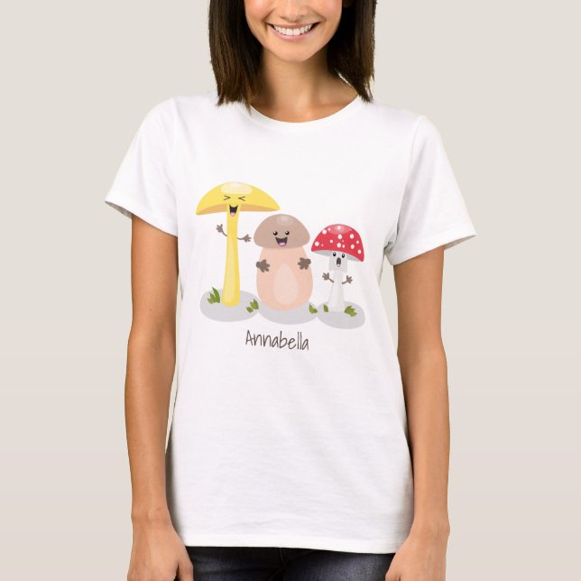 Cute kawaii mushroom fungi toadstool T-Shirt (Front)