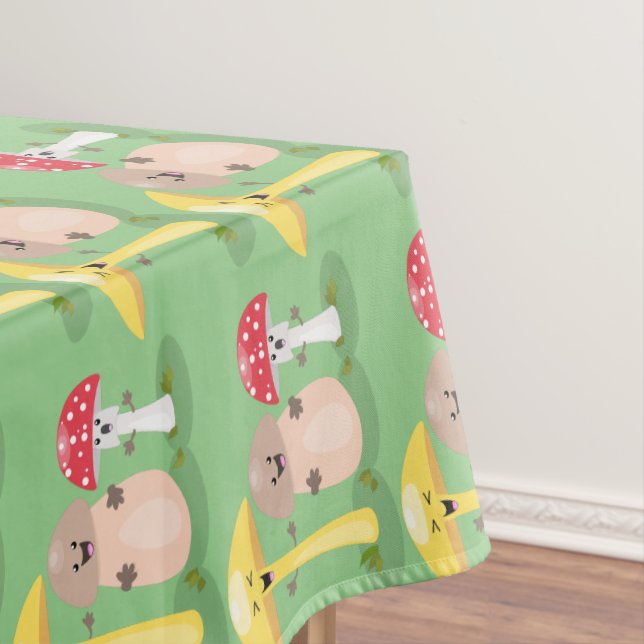 Cute kawaii mushroom fungi toadstool tablecloth (In Situ)