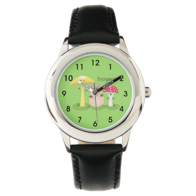 Cute kawaii mushroom fungi toadstool watch (Front)