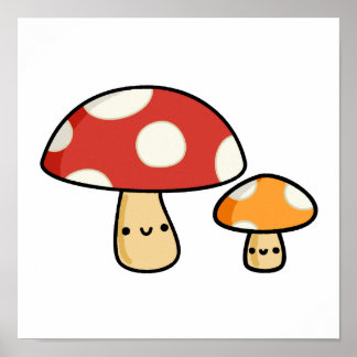 Cute Kawaii Mushroom Poster