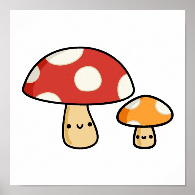 Cute Kawaii Mushroom Poster (Front)