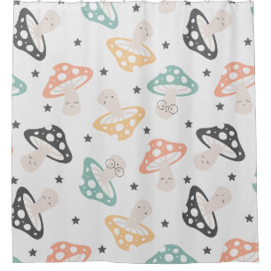 Cute Kawaii Mushroom Shower Curtain