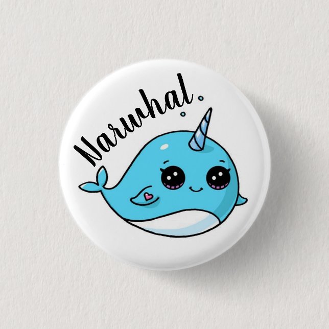 Cute Kawaii Narwhal  3 Cm Round Badge (Front)
