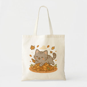 Cute Kawaii Naughty Kitty Cat Fall Autumn Tote Bag