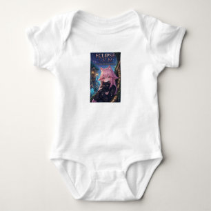 Cute Kawaii Neko Girl & Black Cat Magical Fantasy  Baby Bodysuit