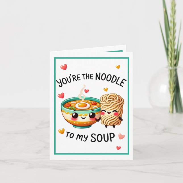 Cute Kawaii Noodles and Soup Thank You Card (Front)