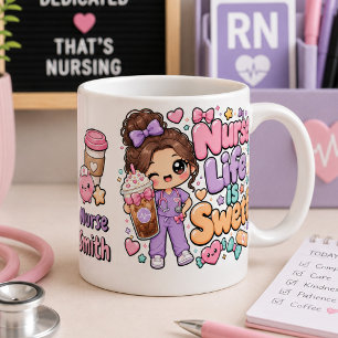 Cute Kawaii Nurse Life is Sweet Large Coffee Mug