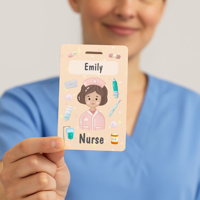 Cute Kawaii Nurse Name Badge Personalised Medical  ID Badge (Creator Uploaded)